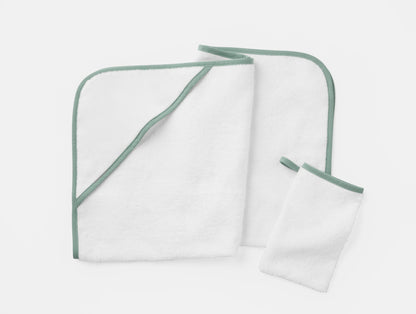 Cloud Loom™ Organic Baby Hooded Towel and Bath Mitt Set