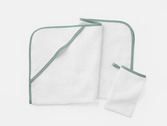 Cloud Loom™ Organic Baby Hooded Towel and Bath Mitt Set